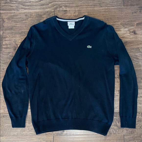 Lacoste Men's Dark V-Neck Sweater - Picture 3 of 6